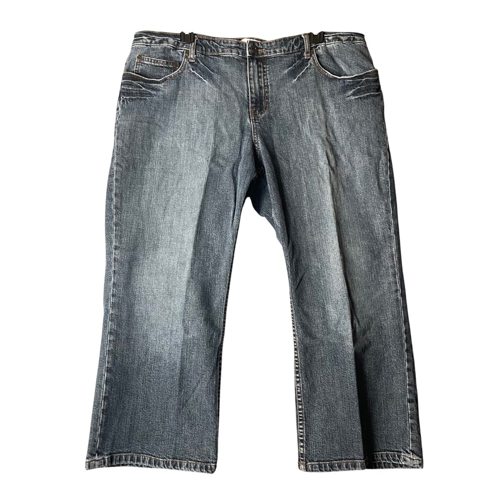 Venezia Womens Plus Size 20 Blue Medium Wash Straight Leg Cropped Denim Jeans